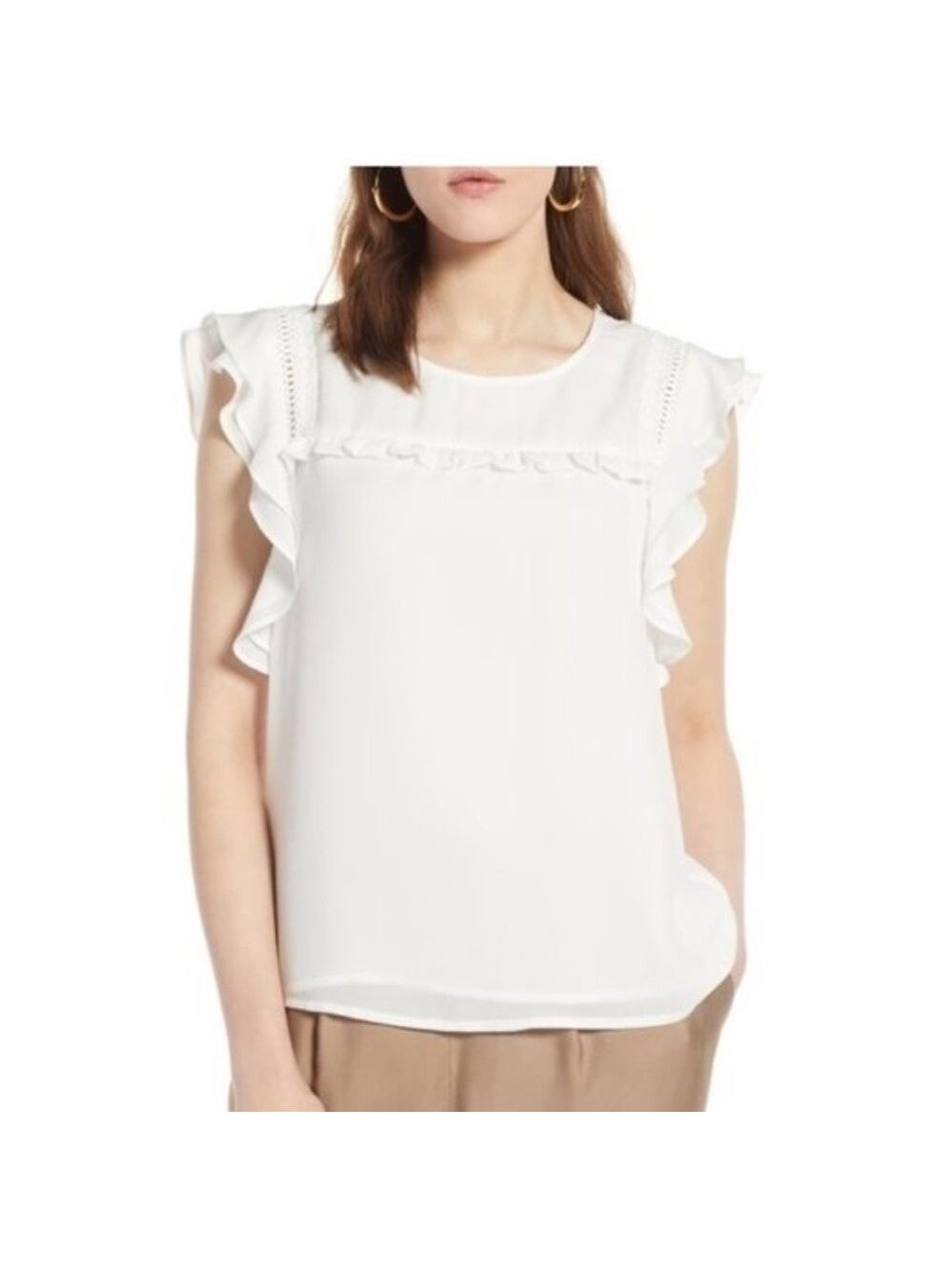 Halogen Halogen Flutter Sleeve Crepe Top